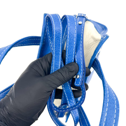 Balenciaga Bazar Striped Leather, Blue, Leather, Tote Bag