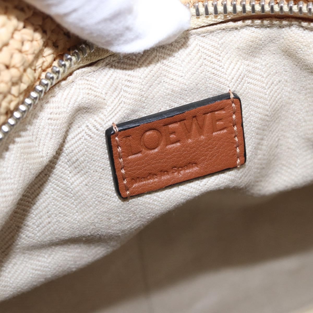 Loewe Puzzle Leather and Raffia, Beige, Leather, Handbag