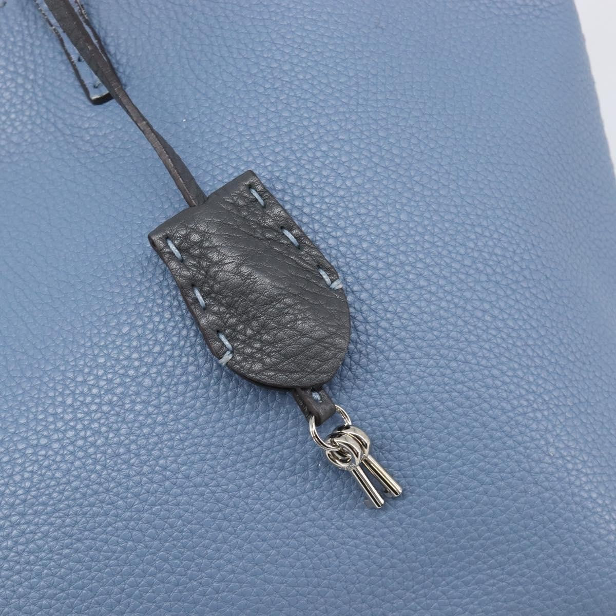 Fendi Selleria Carla Leather, Blue, Leather, Tote Bag
