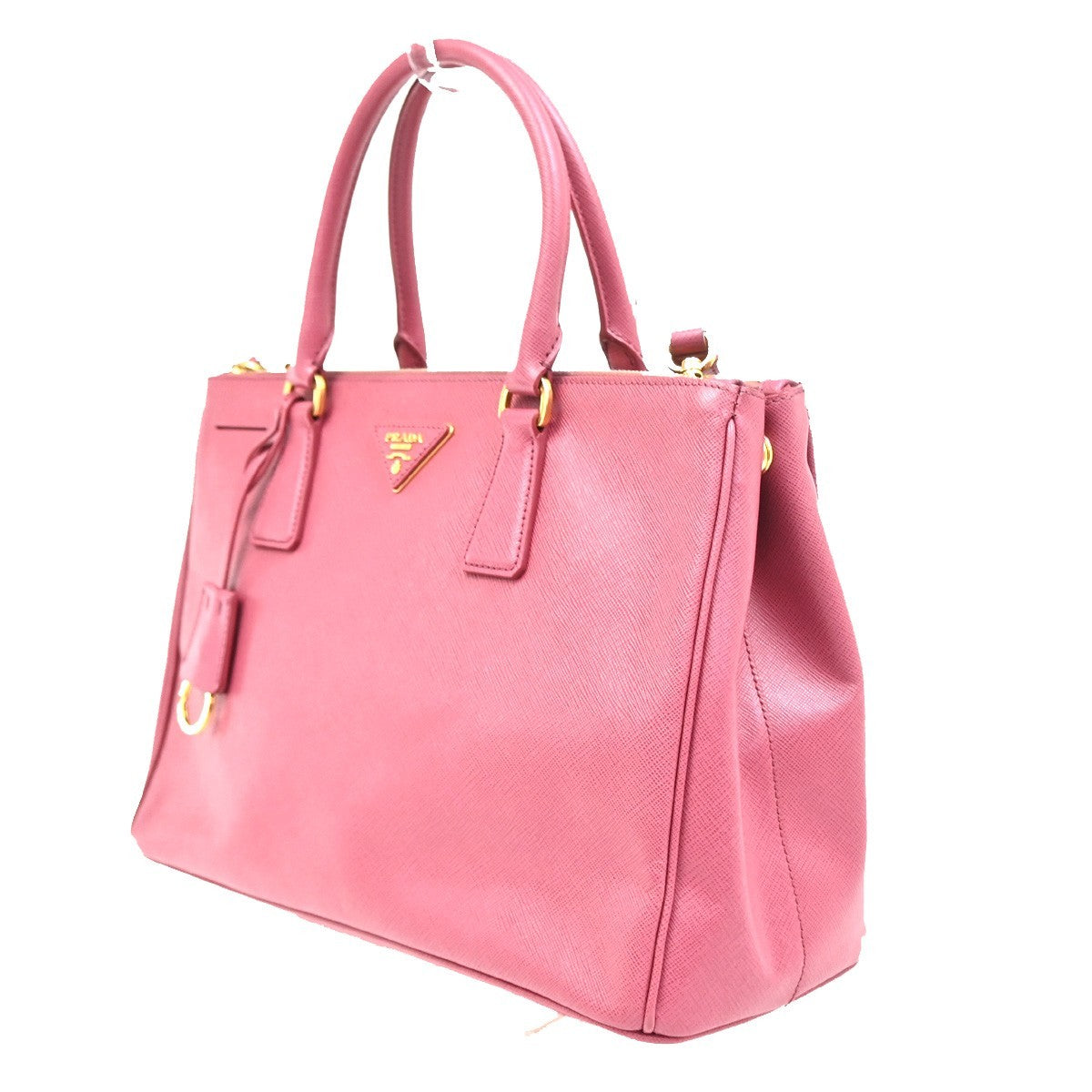 Prada Double Zip Lux Convertible Saffiano Leather, Pink, Leather, Tote Bag