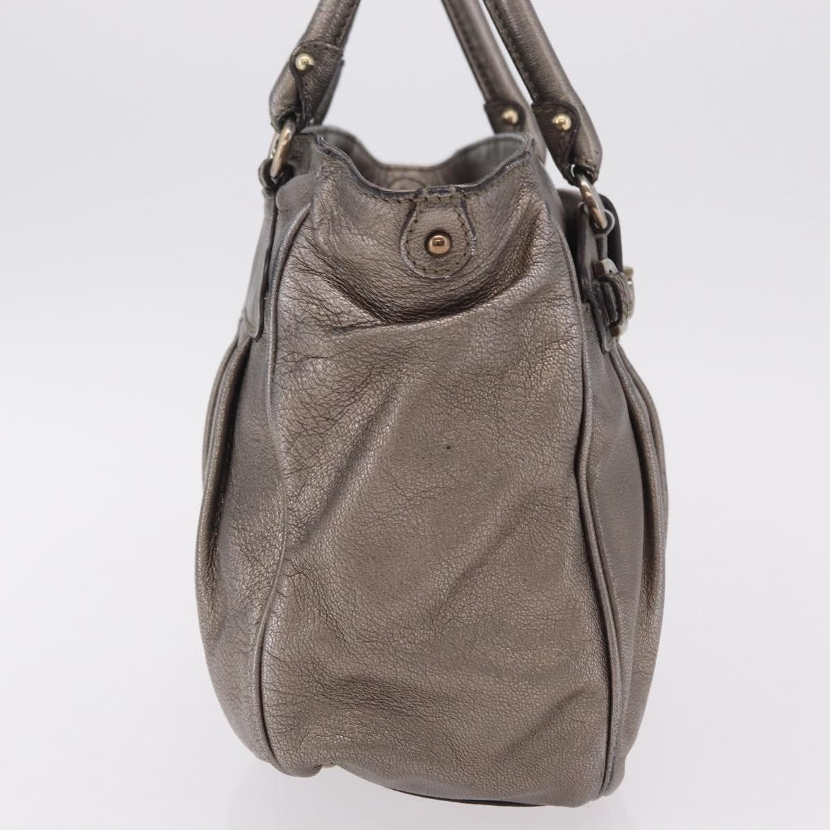 Salvatore Ferragamo Gancini Top Handle Leather, Silver, Leather, Handbag