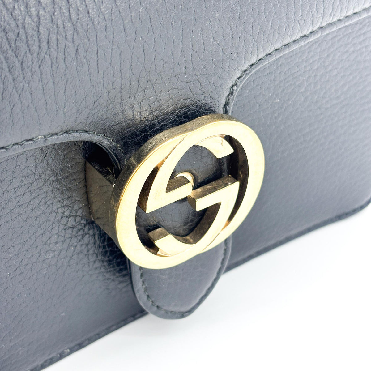 Gucci Interlocking Patent, Black, Leather, Shoulder Bag