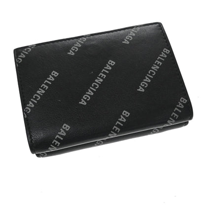 Balenciaga Logo Trifold Leather, Black, Leather, Wallet