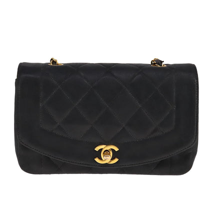 Chanel Vintage Diana Flap Bag Quilted Lambskin, BLACK, LEATHER, Shoulder bag