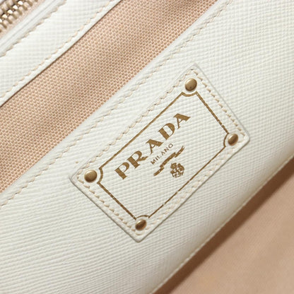 Prada Cuir Frame Convertible Canvas and Saffiano Leather, Beige, Canvas, Tote Bag