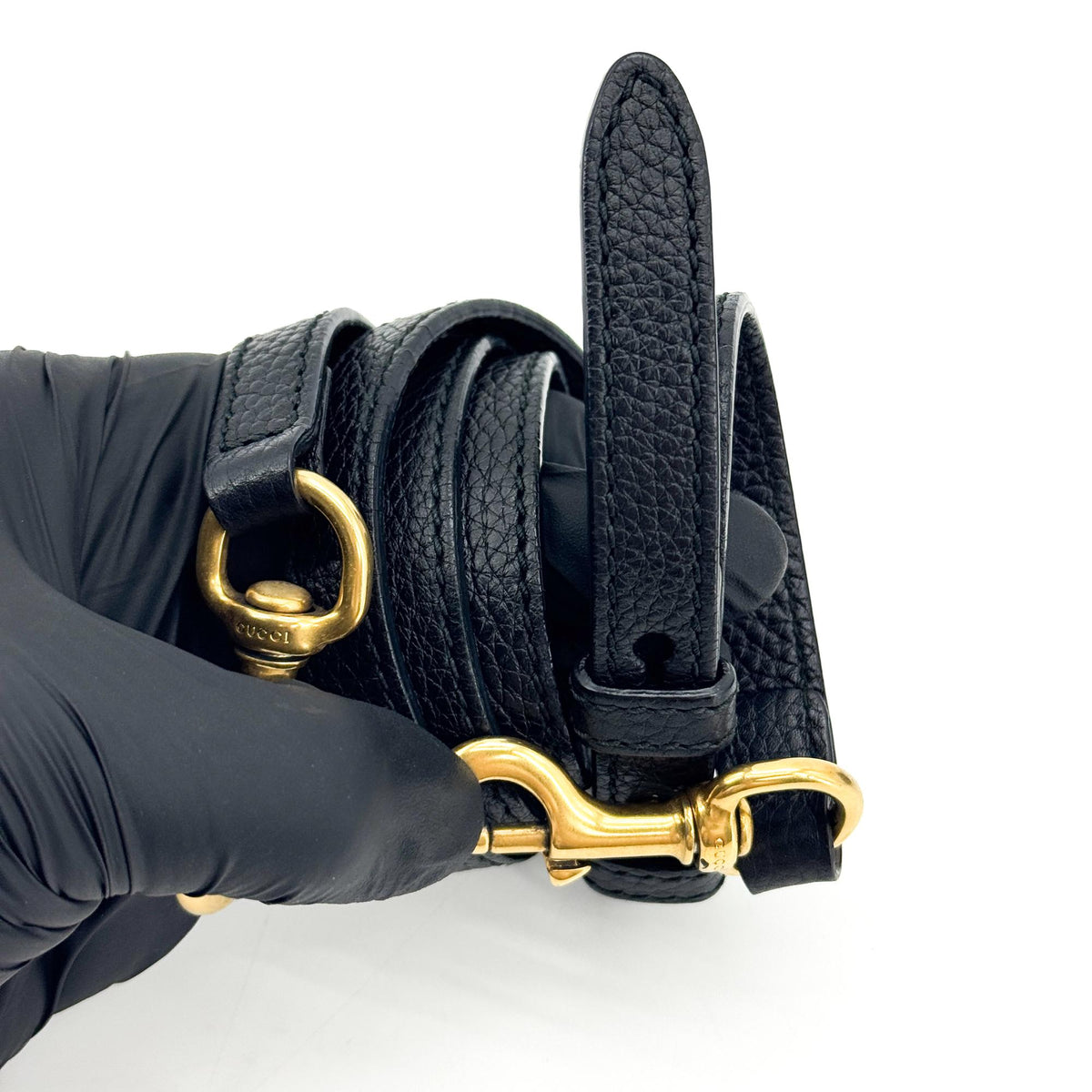 Gucci GG Marmont Top Handle Leather, Black, Leather, Handbag