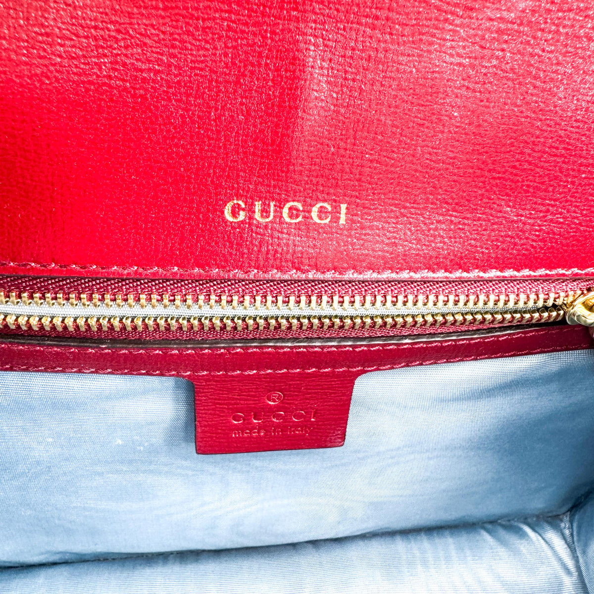 Gucci GG Ring Leather, Red, Leather, Shoulder Bag