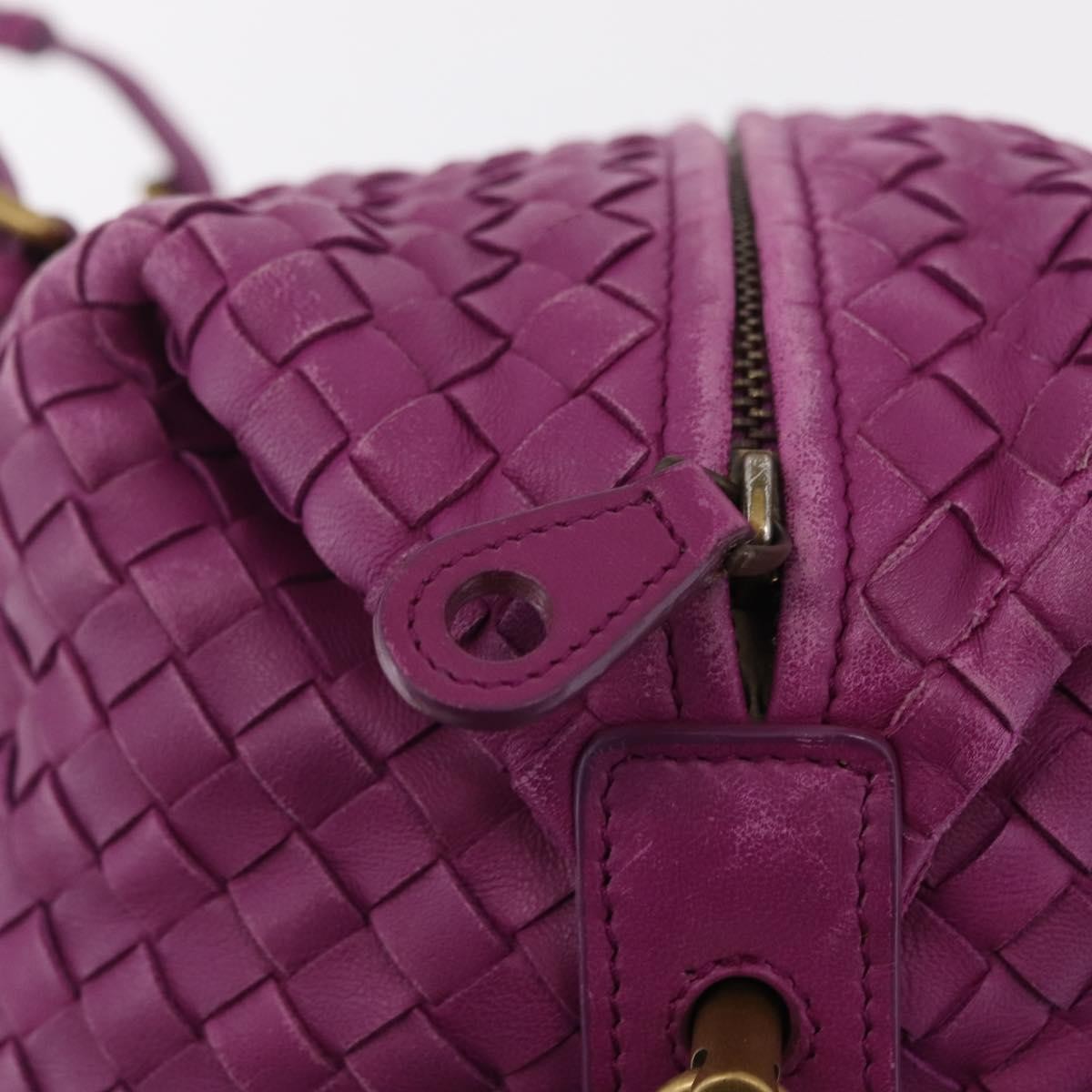 Bottega Veneta New Boston Intrecciato Nappa, Purple, Leather, Handbag