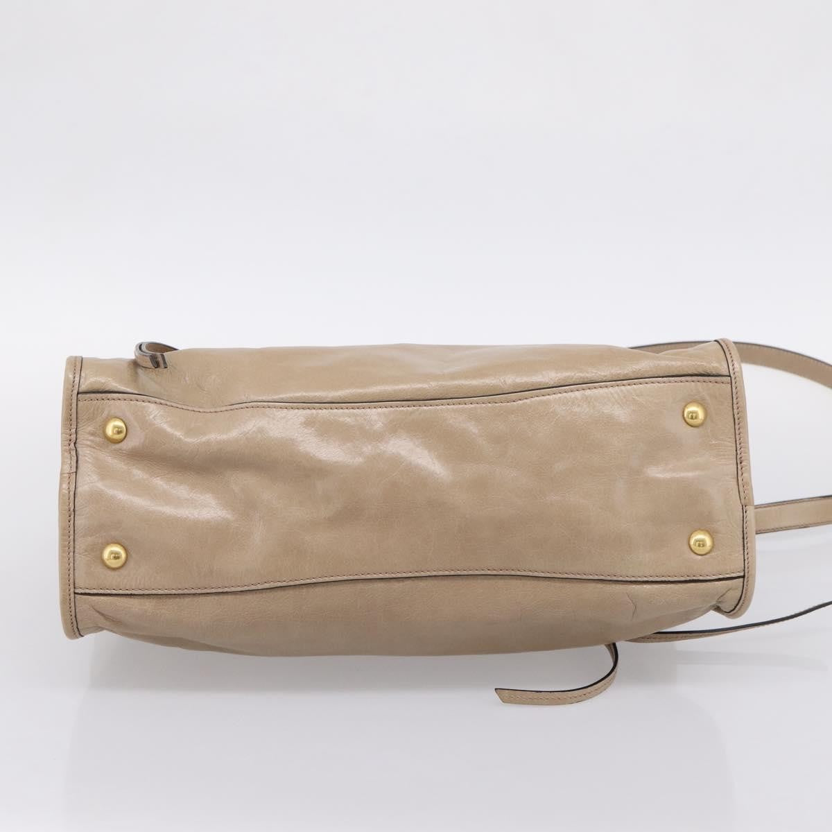 Miu Miu Convertible Bauletto Vitello Shine, Beige, Leather, Handbag