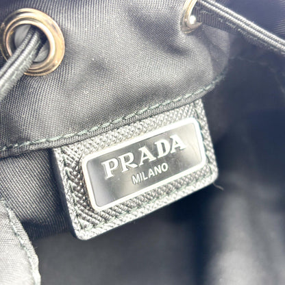 Prada Vela Drawstring Bucket Tessuto, Black, Nylon, Clutch