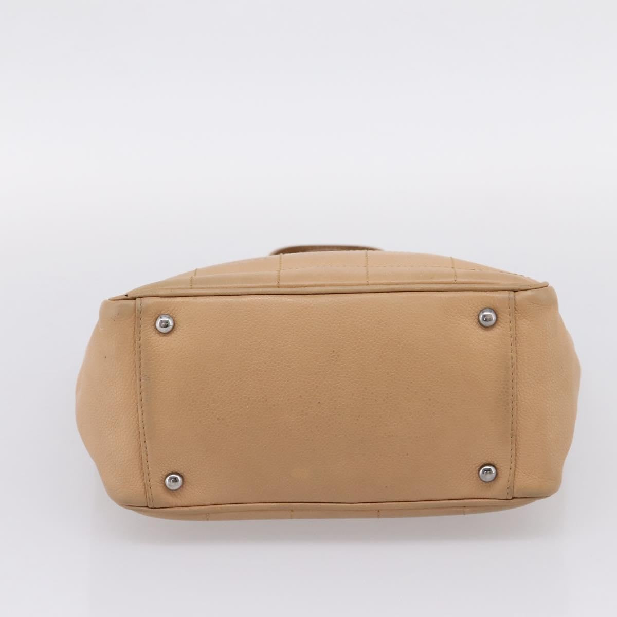 Chanel Chocolate Bar Coco Mark Leather, Beige, Leather, Tote Bag