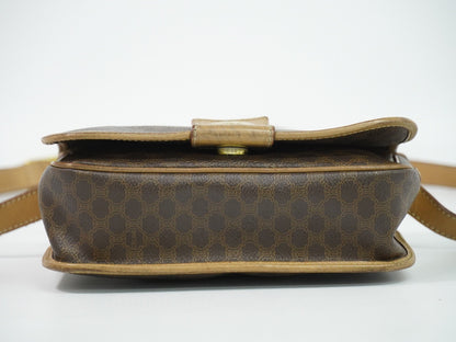 Celine Vintage Macadam Canvas and Leather, Brown, Canvas, Shoulder Bag