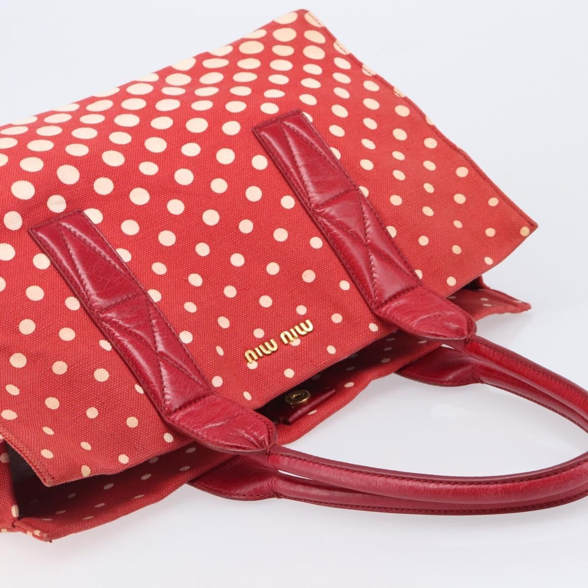 Miu Miu Beau Top Handle Leather, Red, Canvas, Handbag