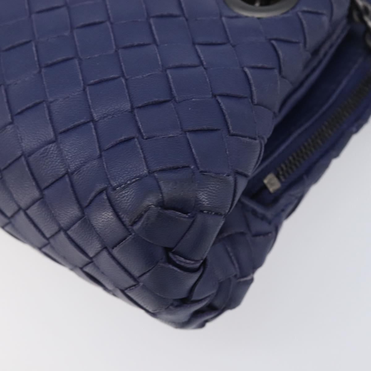 Bottega Veneta Compartment Chain Intrecciato Nappa, Blue, Leather, Shoulder Bag