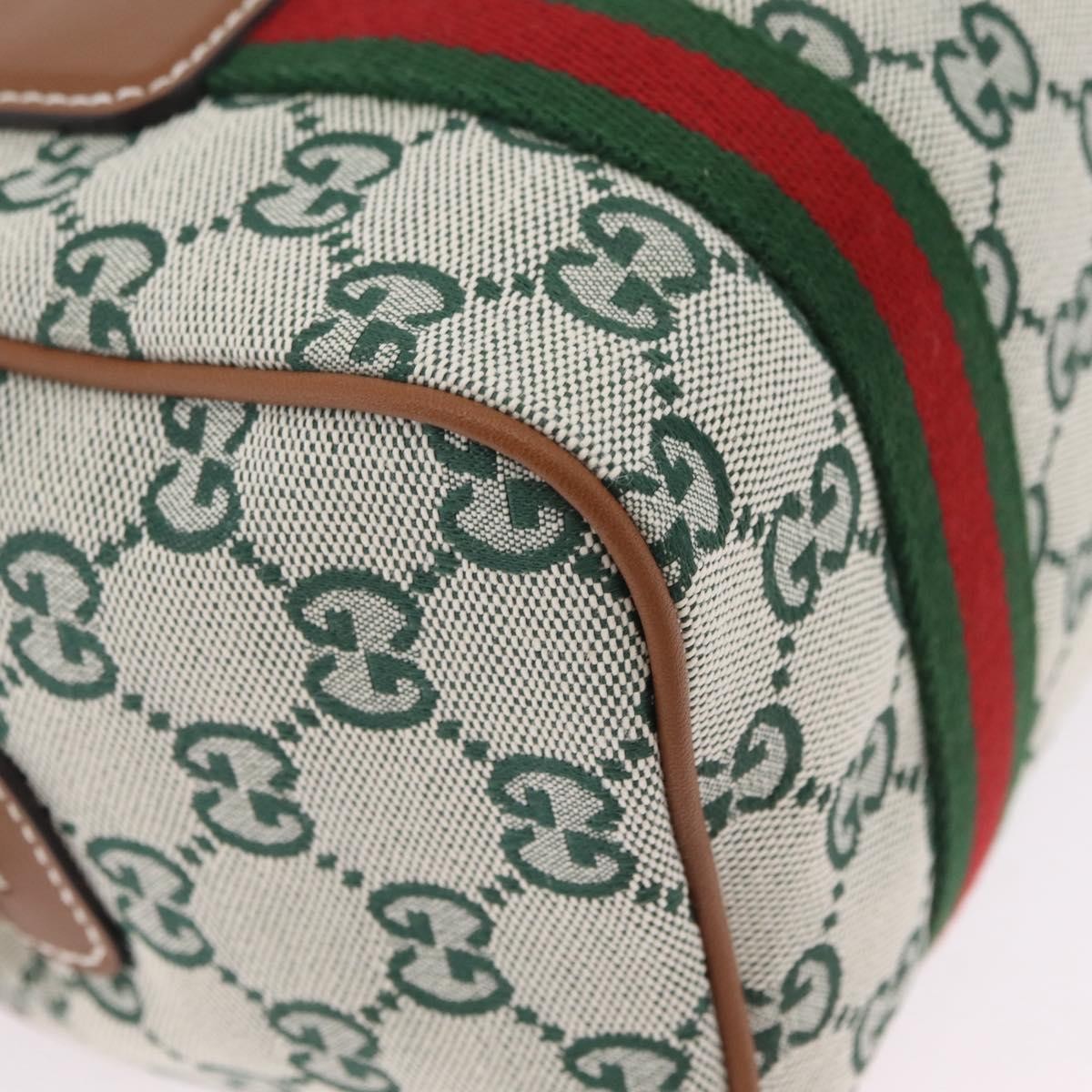 Gucci Web Boston GG Canvas, Green, Canvas, Handbag