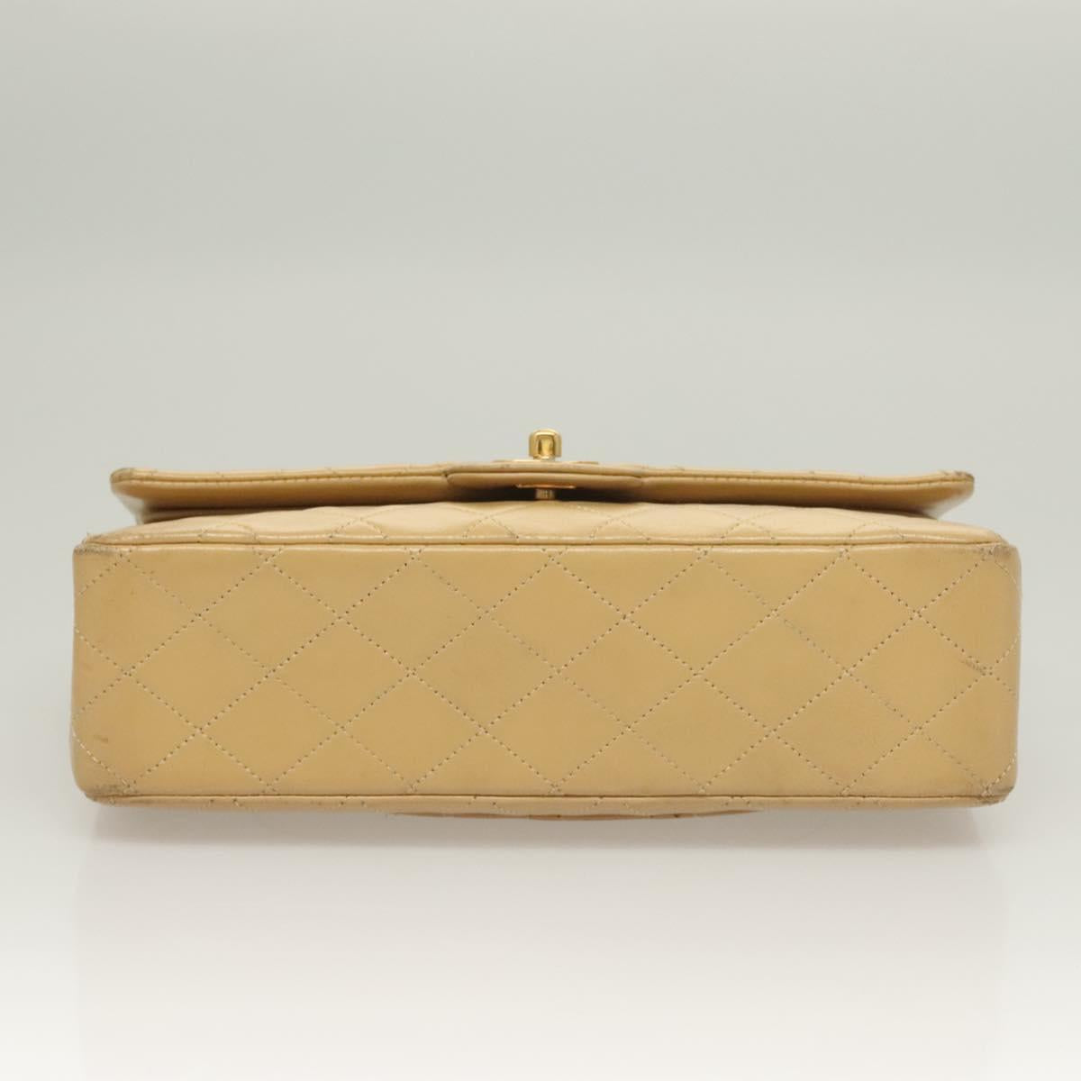 Chanel Vintage Classic Double Flap Bag Quilted Lambskin, BEIGE, LEATHER, Shoulder bag