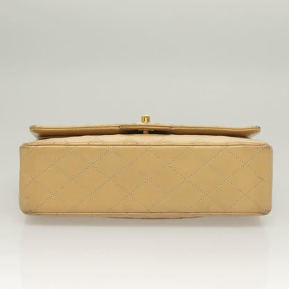 Chanel Vintage Classic Double Flap Bag Quilted Lambskin, BEIGE, LEATHER, Shoulder bag