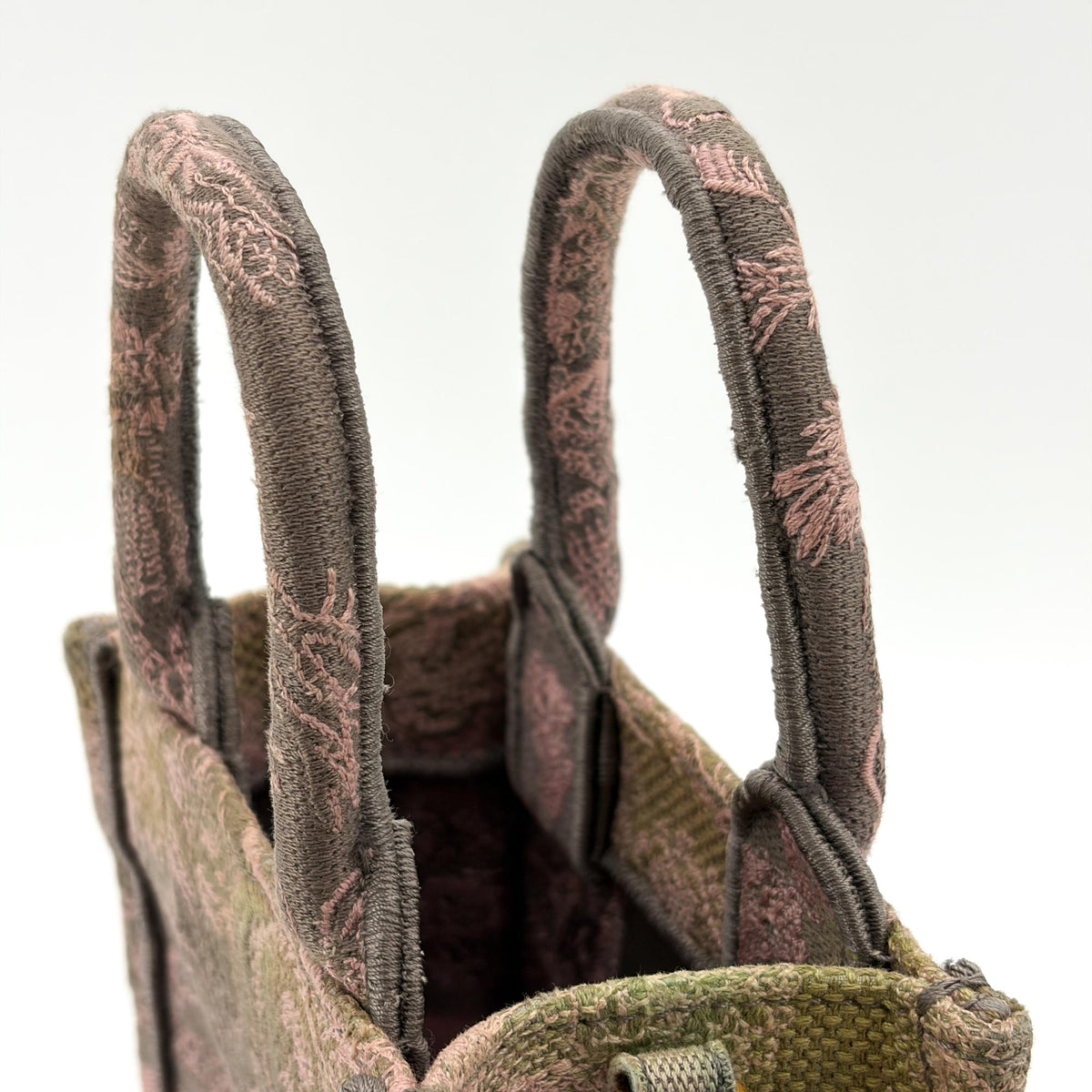 Christian Dior Book Tote Phone Embroidered Canvas, Pink, Canvas, Tote Bag
