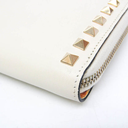 Valentino Garavani Rockstud Zip Around Leather, White, Leather, Wallet