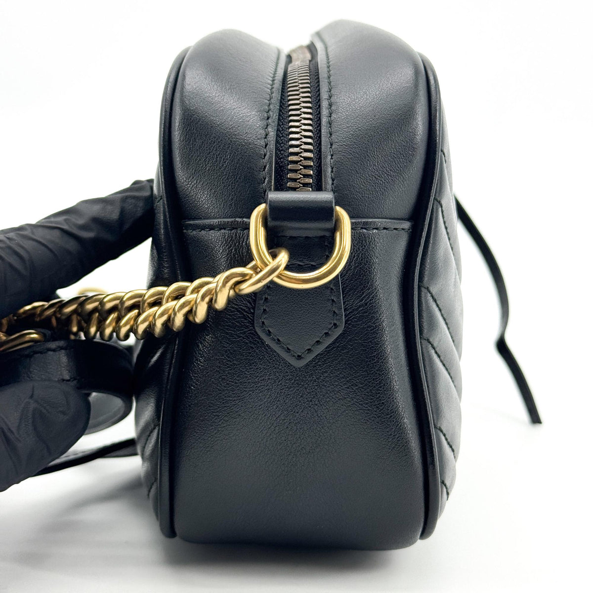 Gucci GG Marmont Matelasse Leather, Black, Leather, Shoulder Bag