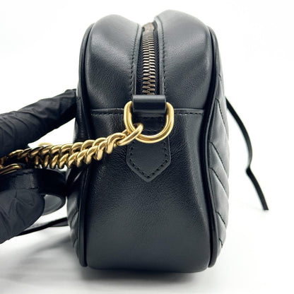 Gucci GG Marmont Matelasse Leather, Black, Leather, Shoulder Bag