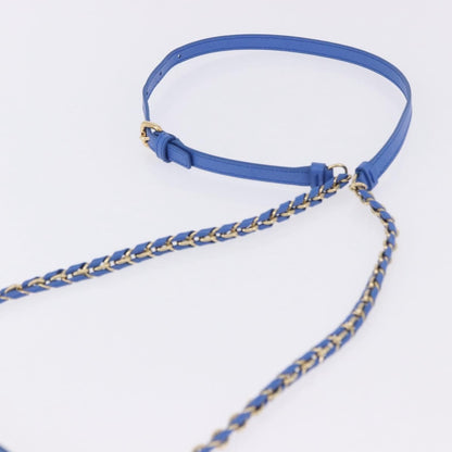 Salvatore Ferragamo Vara Chain Flap Leather, Blue, Leather, Shoulder Bag
