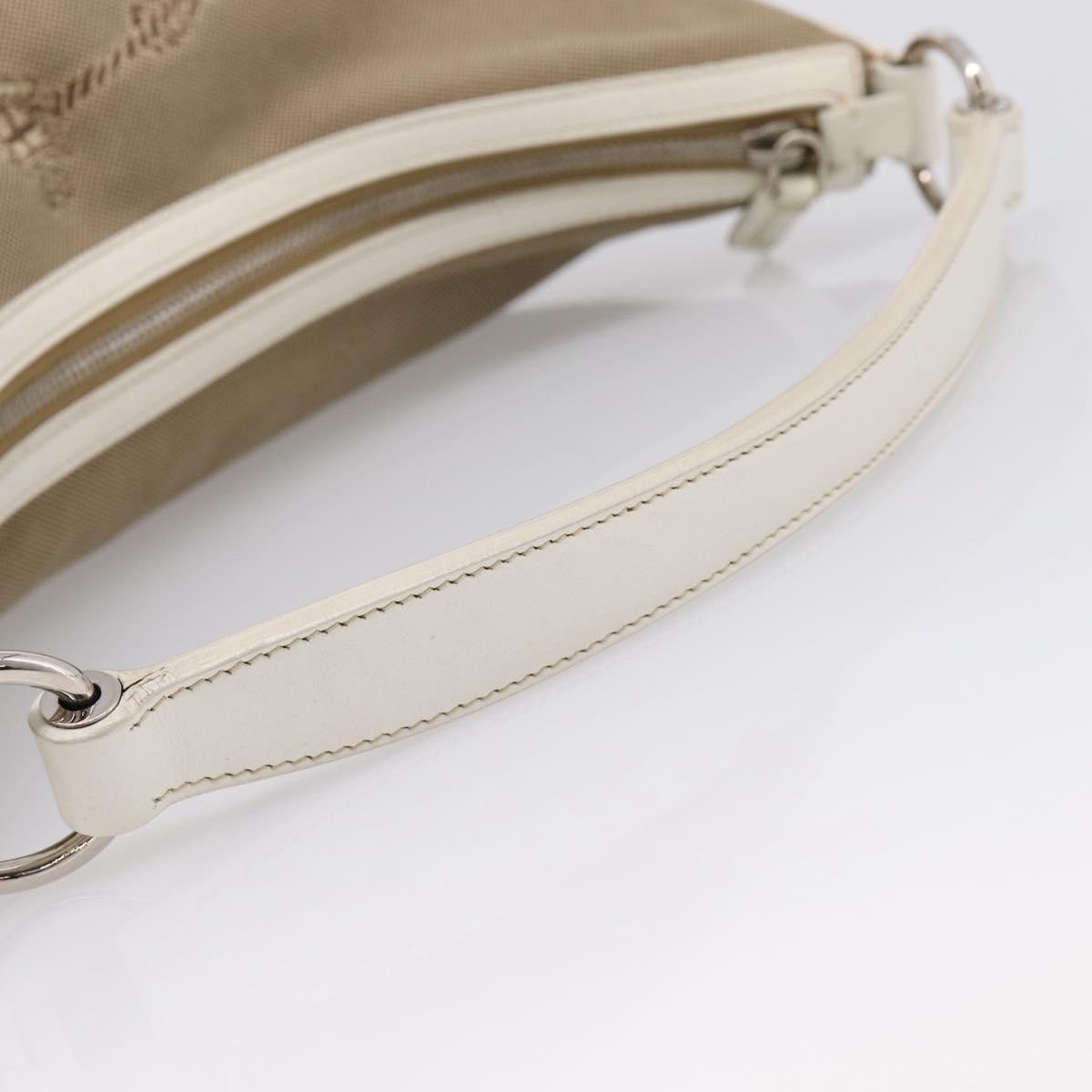 Prada Canapa Hobo Canvas with Leather, Beige, Canvas, Shoulder Bag