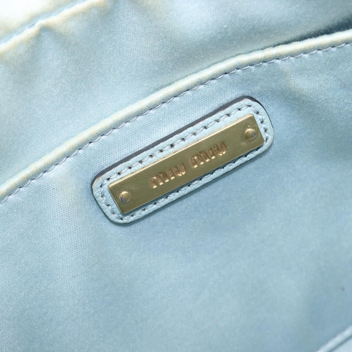 Miu Miu Madras Zip Pocket Leather, Blue, Leather, Crossbody Bag
