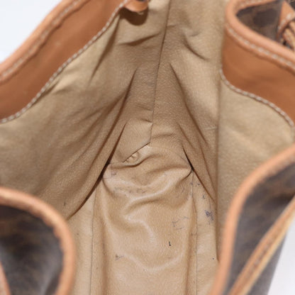 Celine Vintage Shoulder Bag Macadam Canvas & Leather, Brown, Canvas, Shoulder Bag