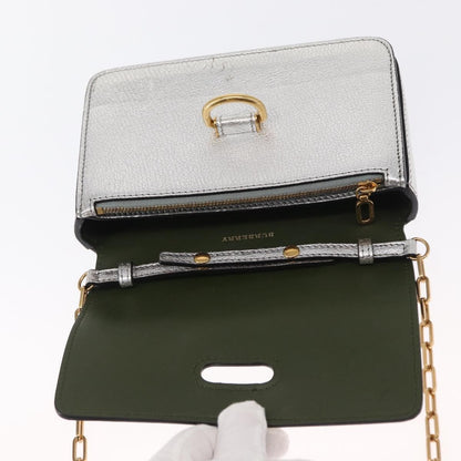 Burberry D-Ring Chain Leather, Silver, Leather, Shoulder Bag