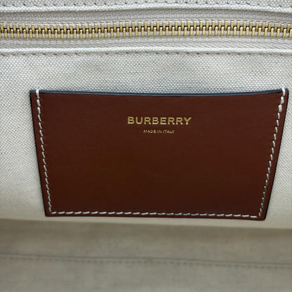 Burberry Freya Shopping Canvas with Leather, Beige, Canvas, Tote Bag