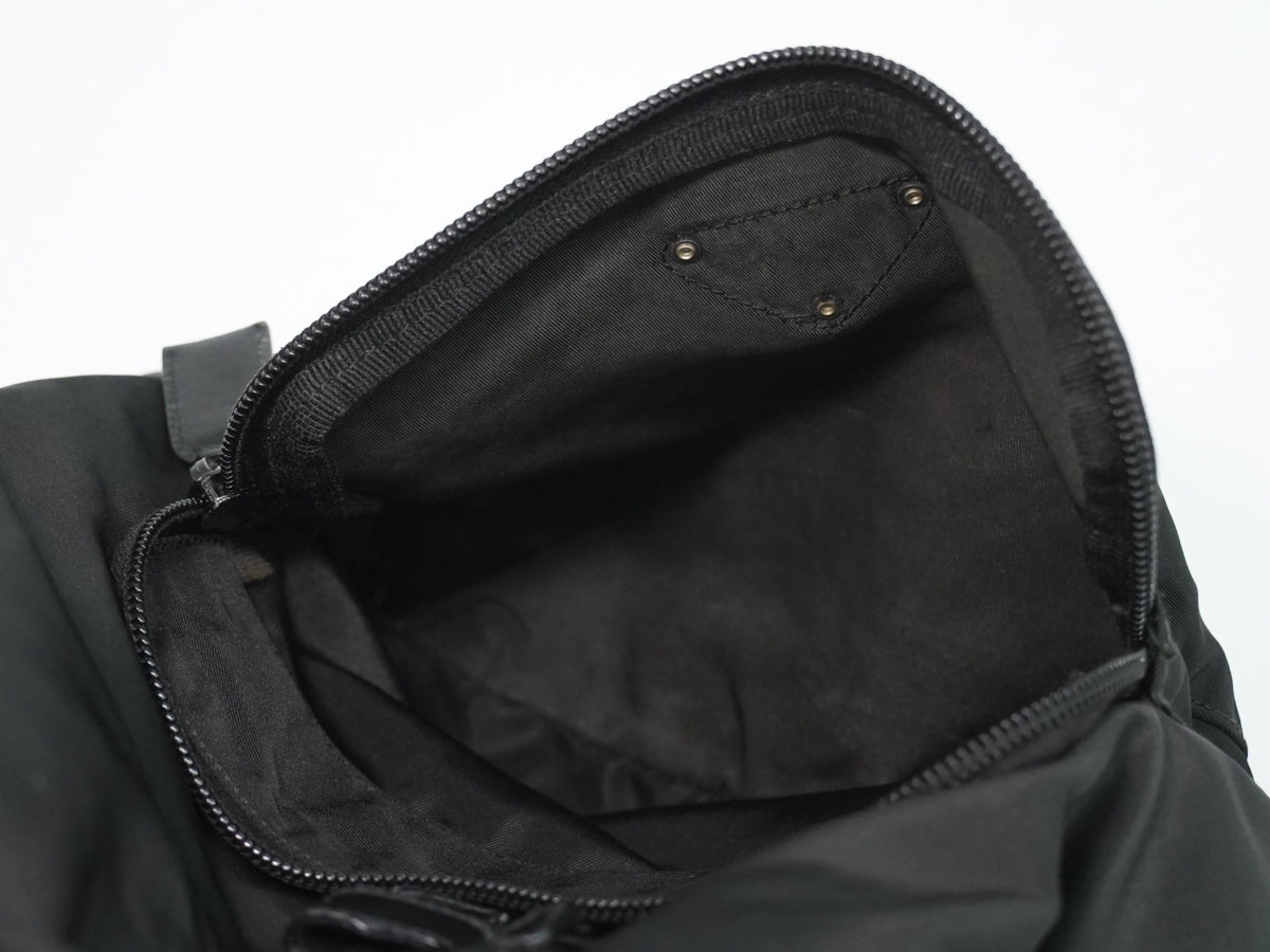 Prada Front Pocket Buckle Nylon, Black, Nylon, Backpack