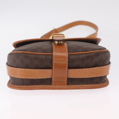 Celine Macadam Shoulder PVC Leather, Brown, Canvas, Crossbody Bag