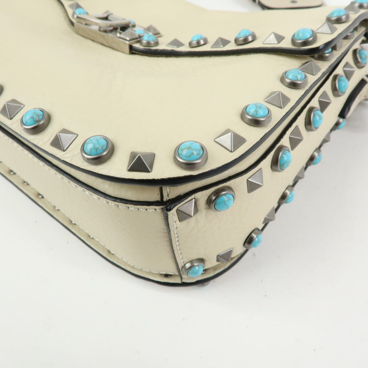 Valentino Garavani Rolling Rockstud Leather with Cabochons, Multicolour, Leather, Crossbody Bag