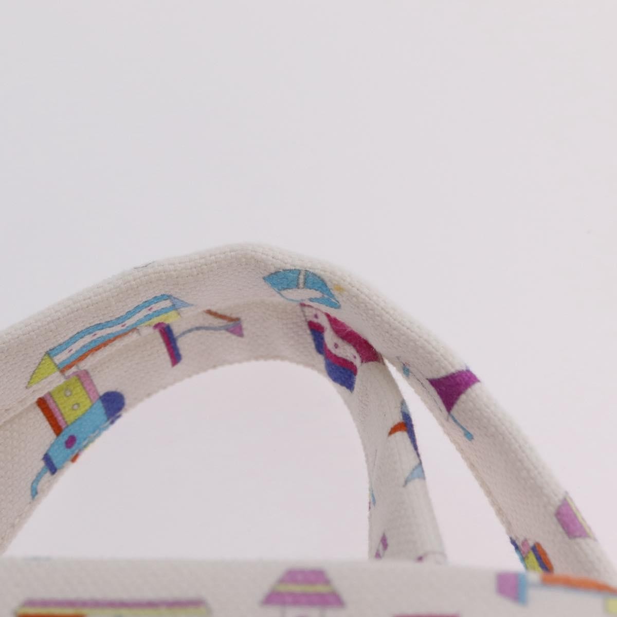 Hermes Beach Printed Toile, White, Canvas, Tote Bag