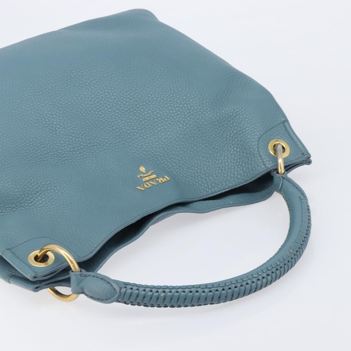 Prada Rolled Hobo Vitello Daino, Blue, Leather, Shoulder Bag