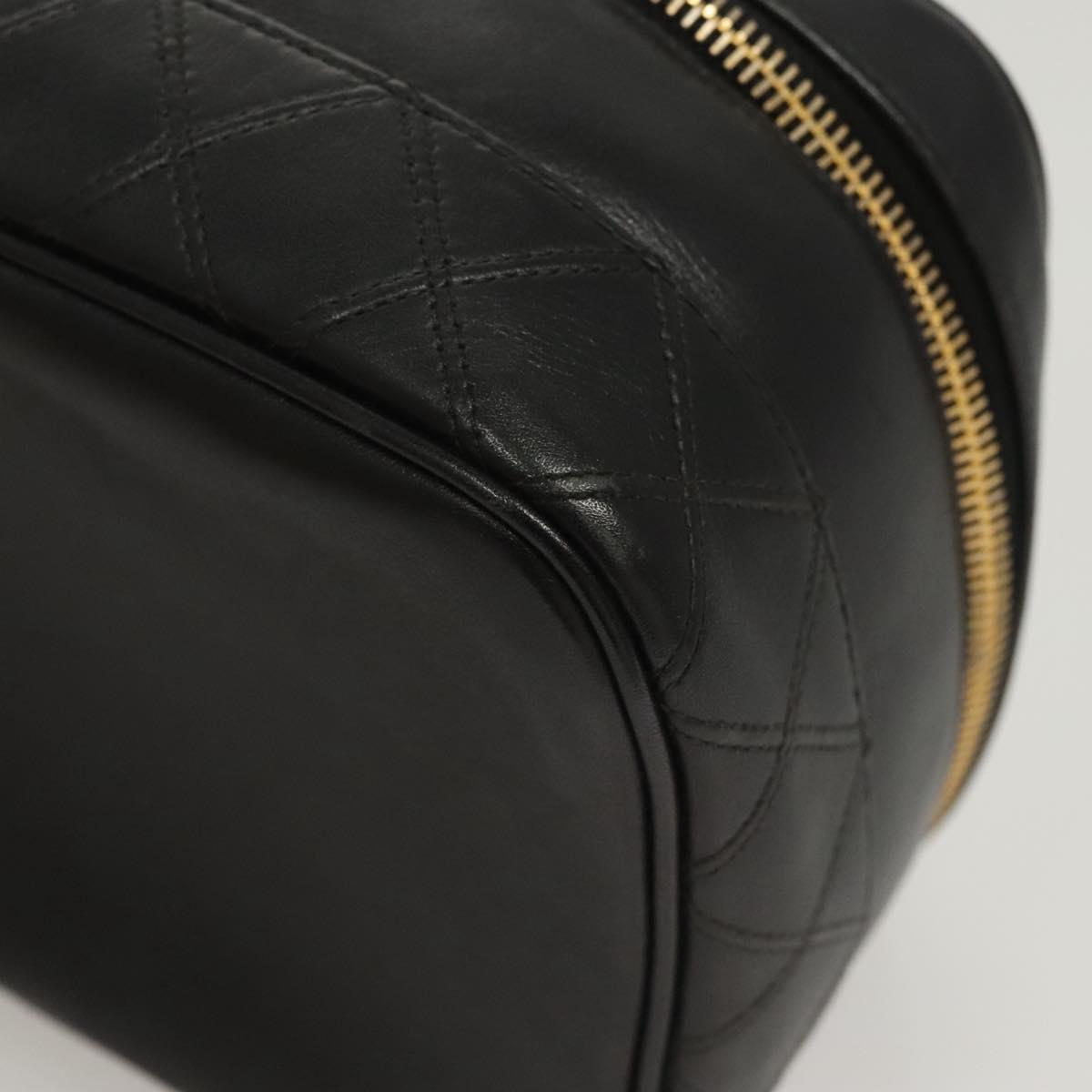 Chanel Vanity pouch Leather, BLACK, LEATHER, Handbag