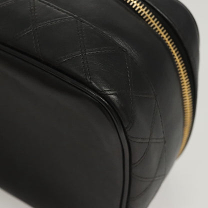 Chanel Vanity pouch Leather, BLACK, LEATHER, Handbag