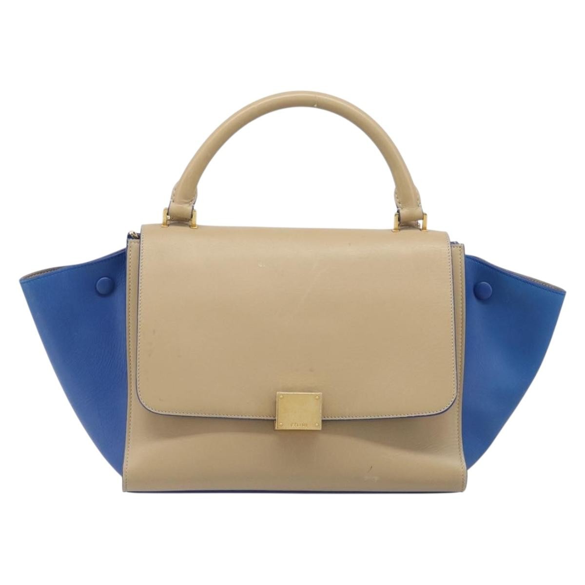 Celine Trapeze Leather, Beige, Leather, Handbag