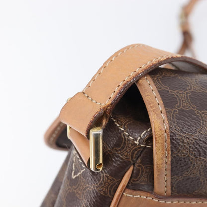 Celine Macadam Shoulder Canvas, Brown, Canvas, Crossbody Bag