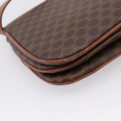 Celine Vintage Macadam Canvas and Leather, Brown, PVC, Shoulder Bag