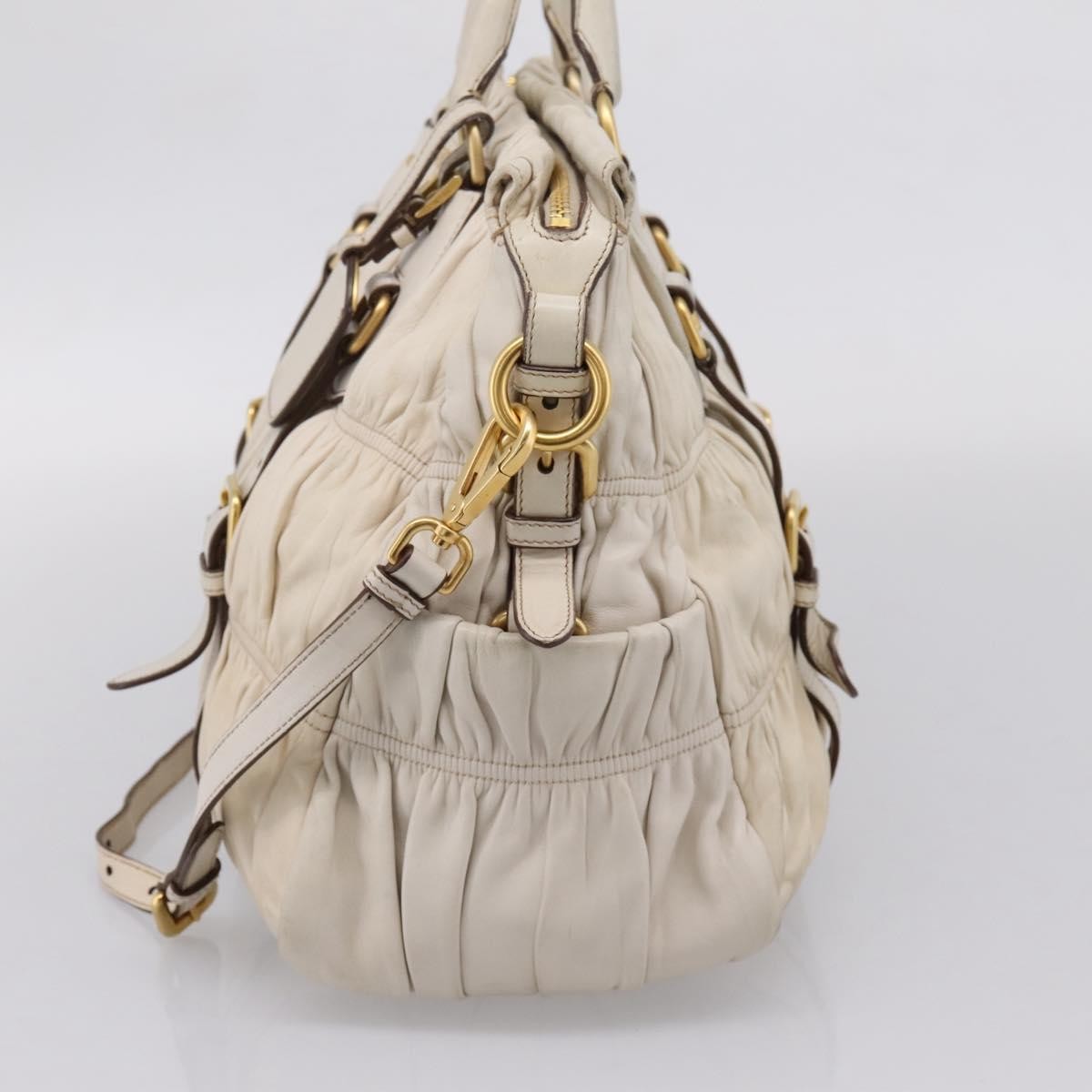 Prada Gaufre Convertible Satchel Nappa Leather, Beige, Leather, Handbag