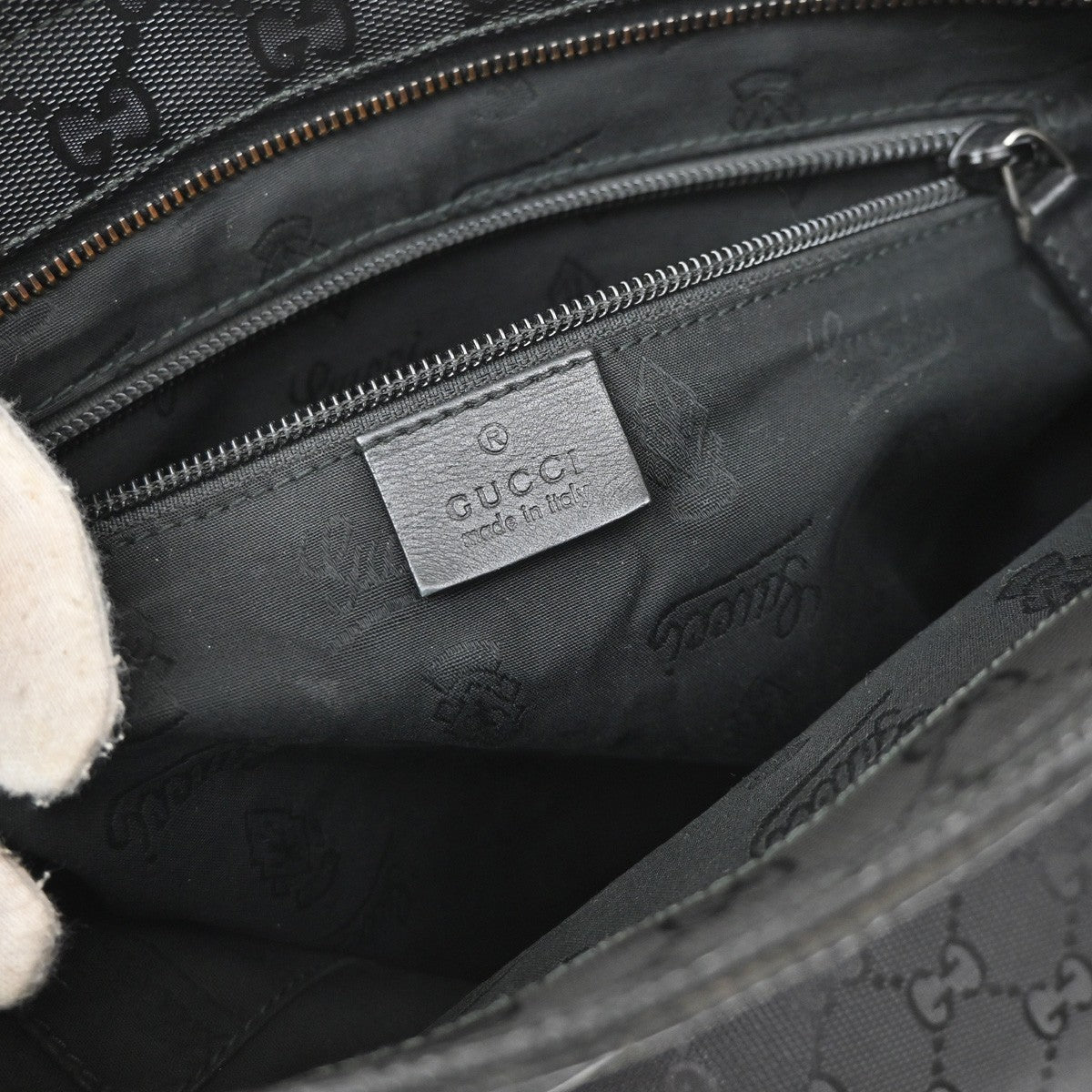 Gucci Crossbody GG Imprime, Black, Canvas, Crossbody Bag