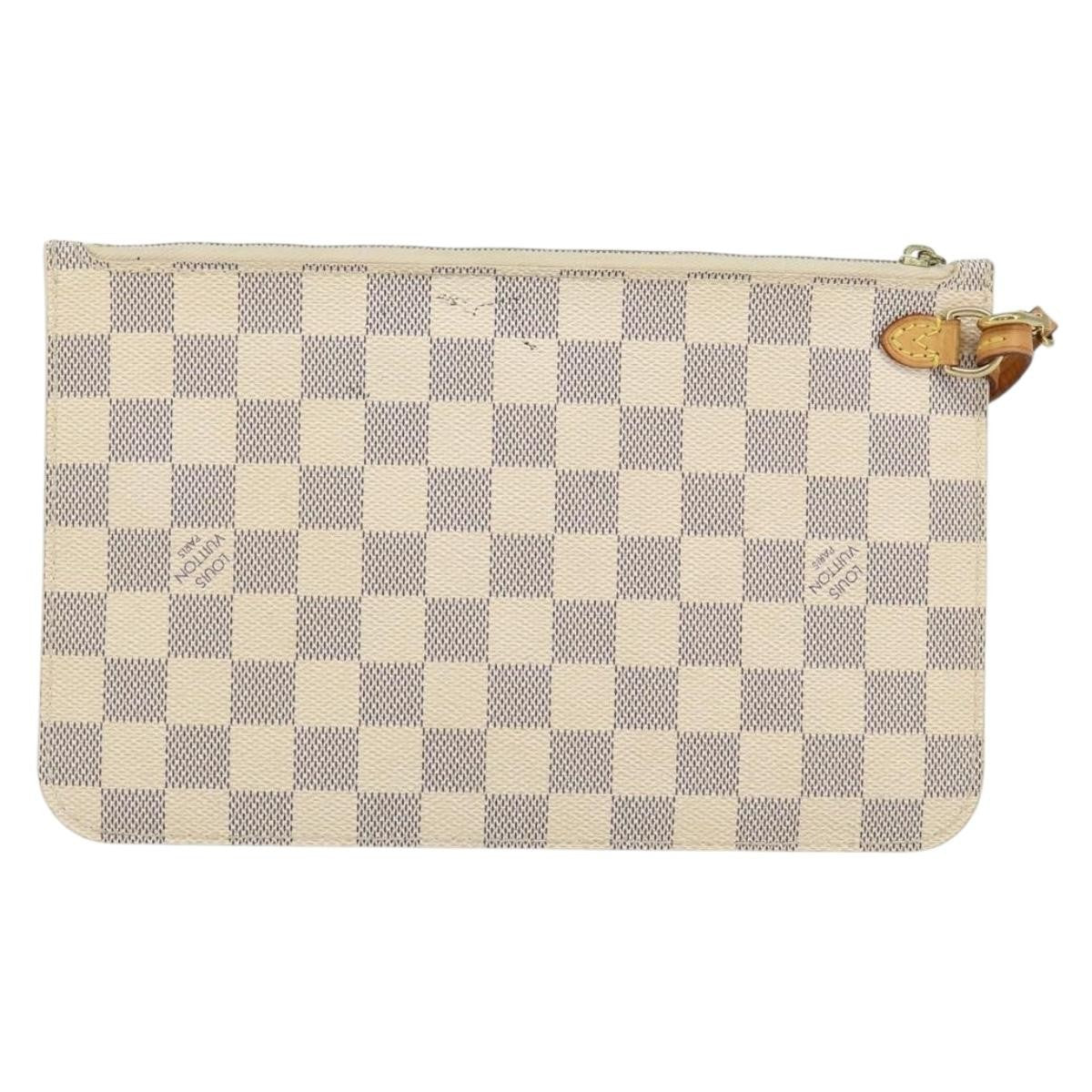 Louis Vuitton Neverfull Pochette Damier, White, Canvas, Clutch