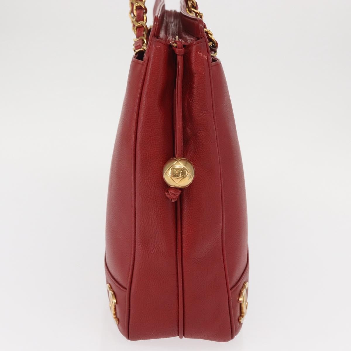 Chanel Vintage Metal CC Caviar, Red, Leather, Shoulder Bag