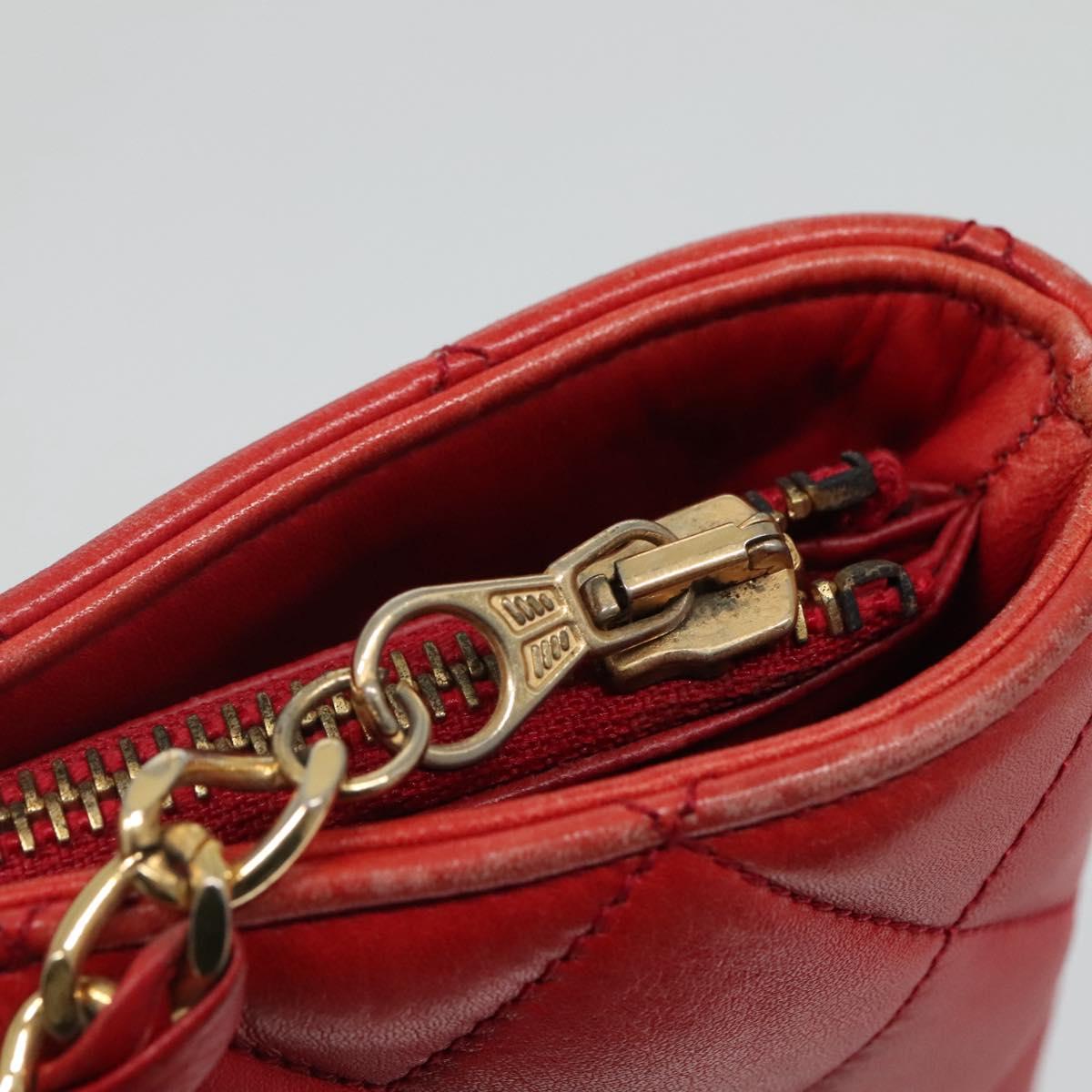 Chanel Chanel vintage cc chain leather, RED, LEATHER, Shoulder bag