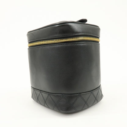 Chanel Vintage Cosmetic Case Lambskin, Black, Leather, Clutch