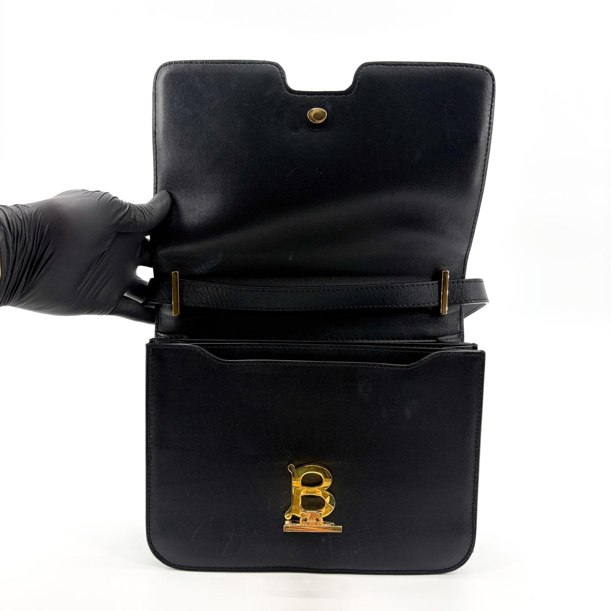 Burberry TB Shoulder Bag Leather, Black, Leather, Shoulder Bag