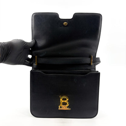Burberry TB Shoulder Bag Leather, Black, Leather, Shoulder Bag