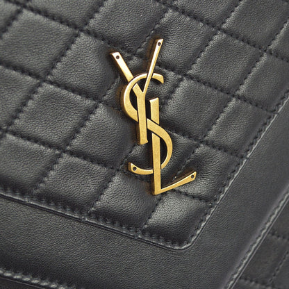 Saint Laurent Gaby Envelope Satchel Quilted Leather, Black, Leather, Handbag